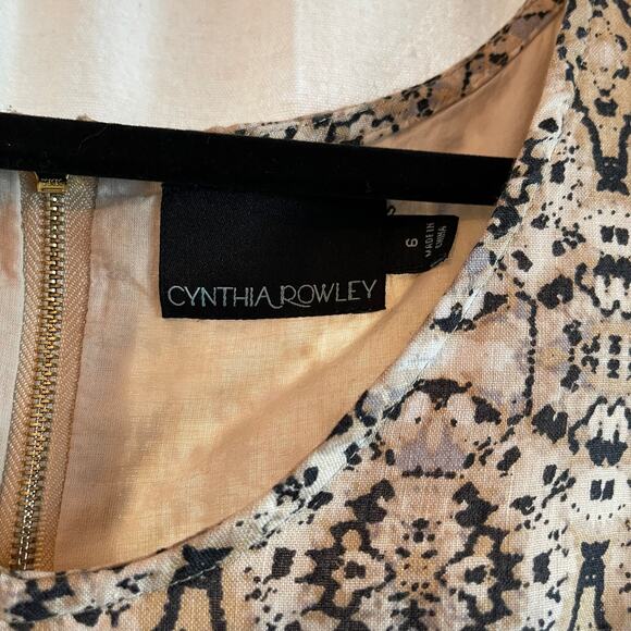 Cynthia Rowley 100% Linen Sleeveless All Over Print Sheath Dress Women's 6 - Picture 6 of 7